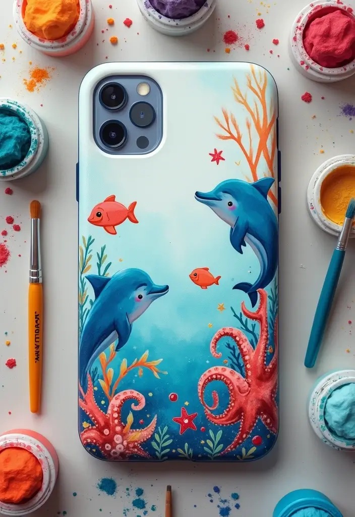 27 Phone Case Painting Ideas Aesthetic That Make Your Device Stand Out - 9. Whimsical Sea Creatures