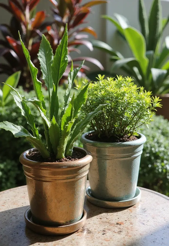 27 Planter Pot Painting Ideas That Make Your Garden Look Amazing - 19. Metallic Accents