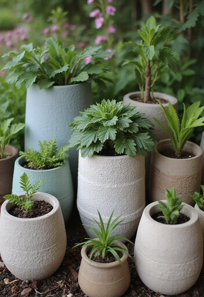 27 Planter Pot Painting Ideas That Make Your Garden Look Amazing - 21. Tactile Textured Pots