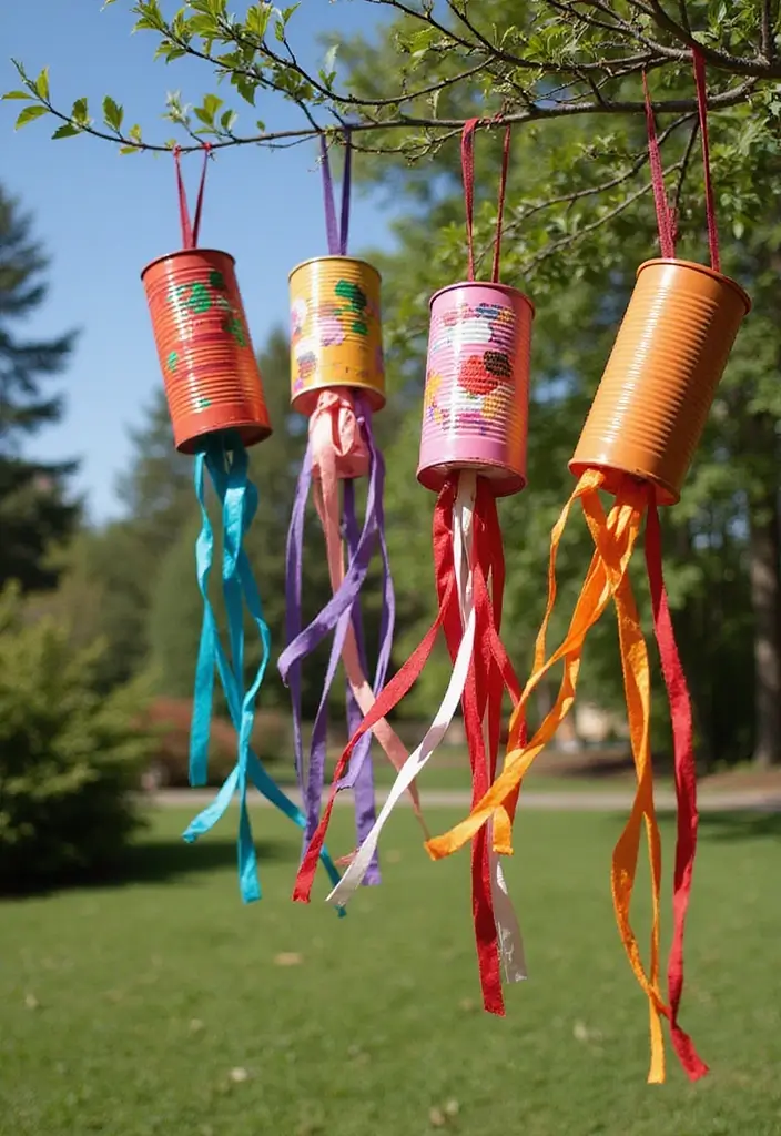 27 Tin Can Painting Ideas That Turn Trash Into Fun Decor Projects - 16. Decorative Wind Socks
