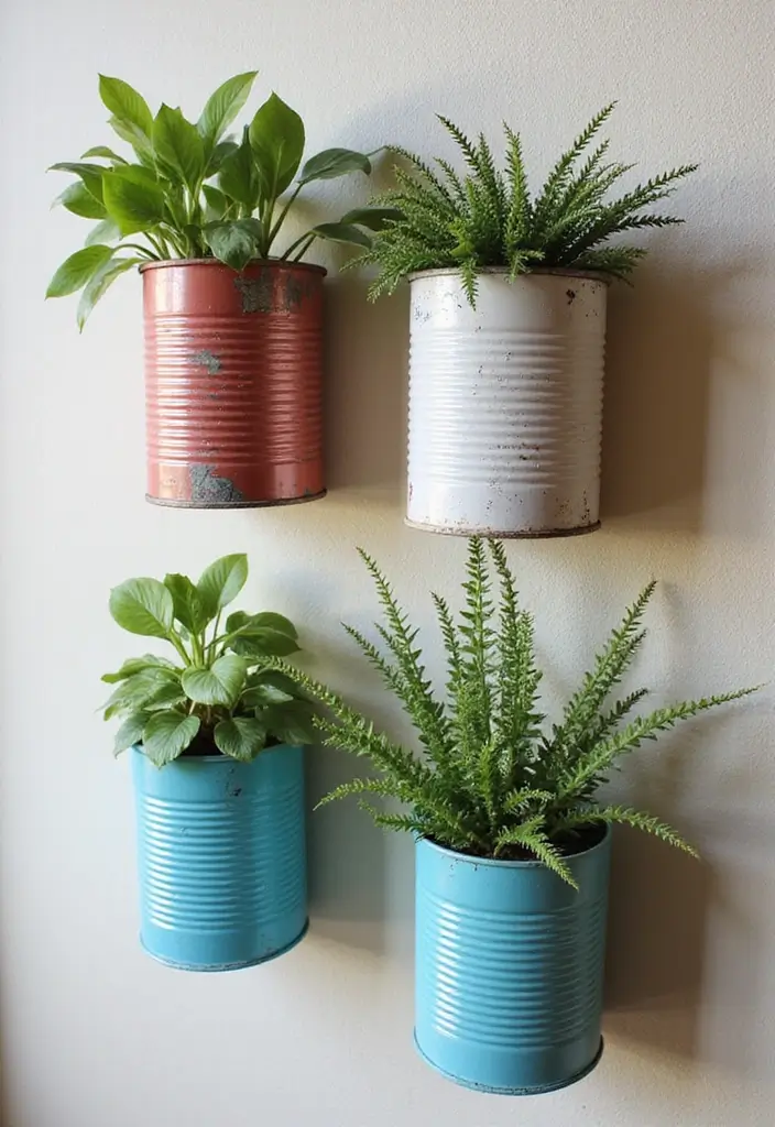 27 Tin Can Painting Ideas That Turn Trash Into Fun Decor Projects - 18. Modern Wall Planters