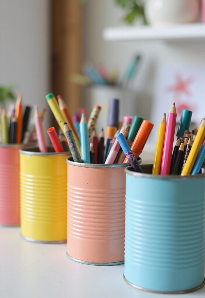 27 Tin Can Painting Ideas That Turn Trash Into Fun Decor Projects - 7. Fun Pencil Holders