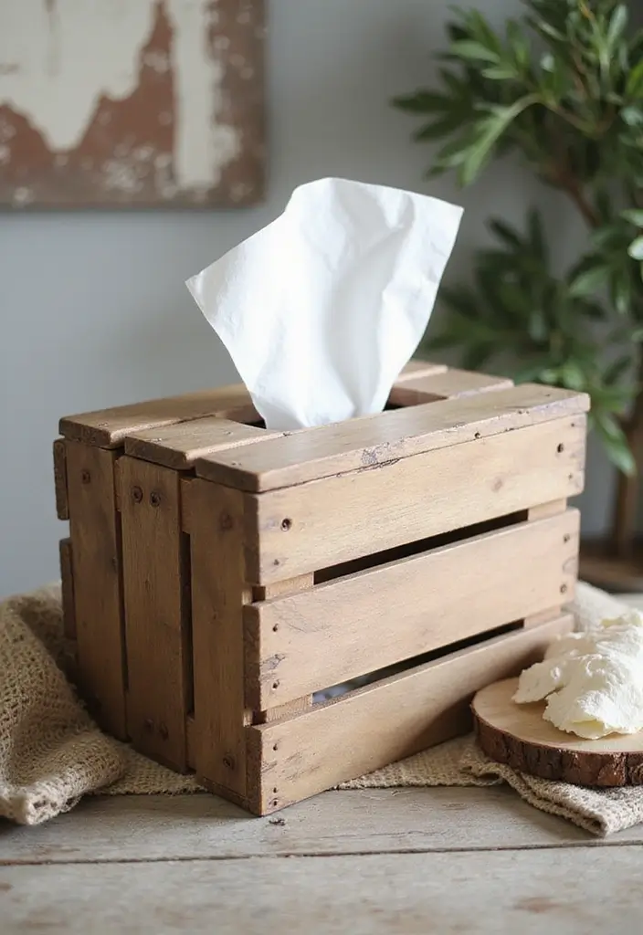 27 Tissue Box Ideas That Turn Everyday Items Into Cute Decor - 1. Upcycled Wooden Crate Cover