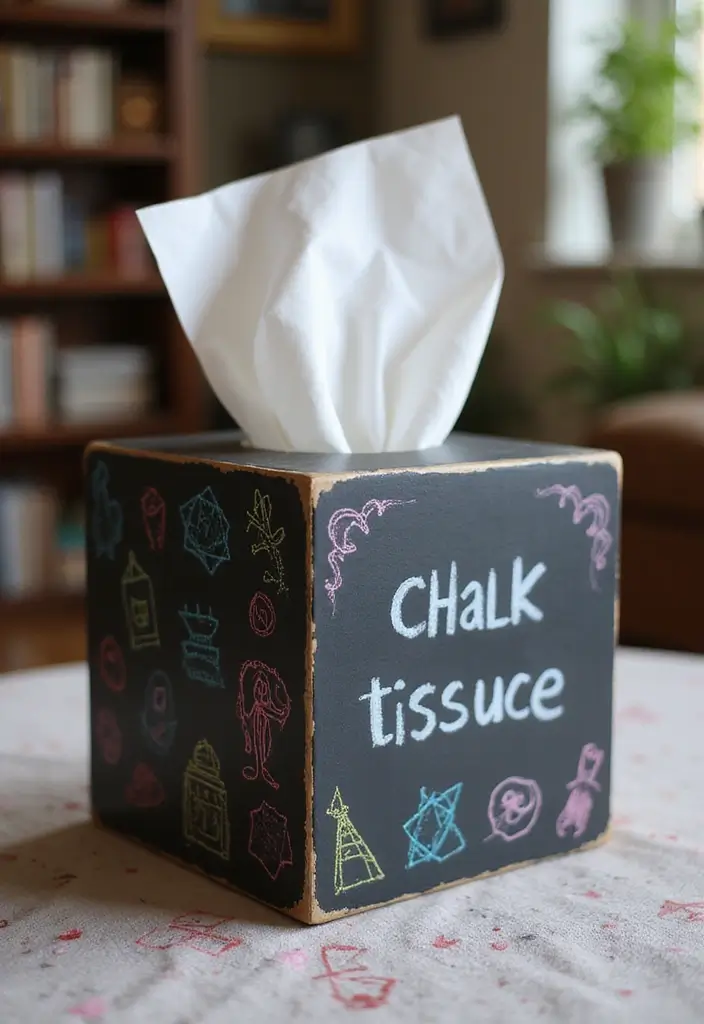 27 Tissue Box Ideas That Turn Everyday Items Into Cute Decor - 14. Chalkboard Paint Tissue Box