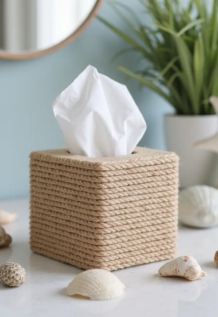 27 Tissue Box Ideas That Turn Everyday Items Into Cute Decor - 15. Nautical Rope Tissue Box