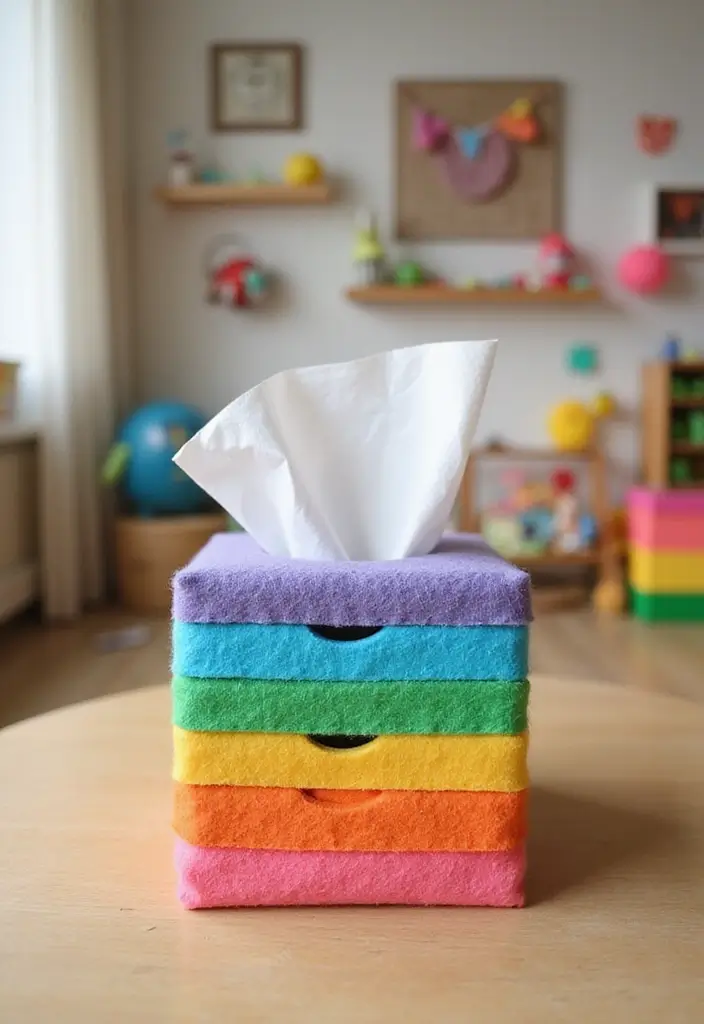 27 Tissue Box Ideas That Turn Everyday Items Into Cute Decor - 16. Colorful Felt Tissue Box Cover