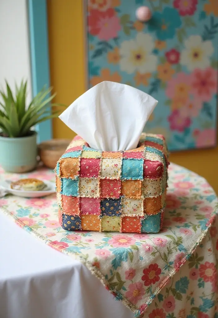27 Tissue Box Ideas That Turn Everyday Items Into Cute Decor - 17. Upcycled Fabric Scraps Tissue Box