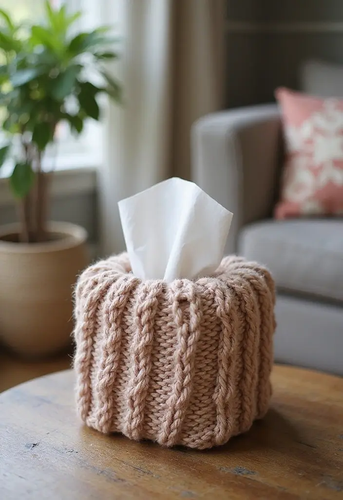 27 Tissue Box Ideas That Turn Everyday Items Into Cute Decor - 2. Knit or Crocheted Tissue Box Cozy