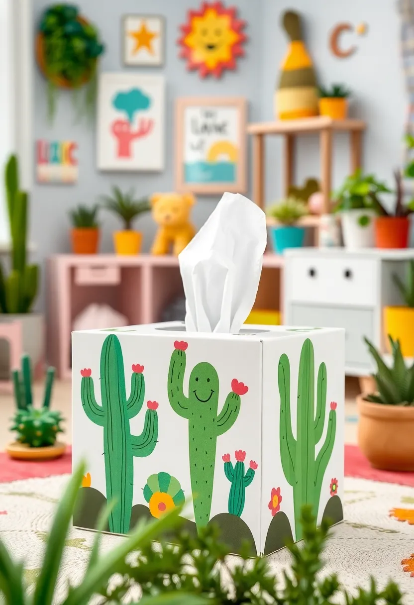 27 Tissue Box Ideas That Turn Everyday Items Into Cute Decor - 20. Cactus-Themed Tissue Box Cover