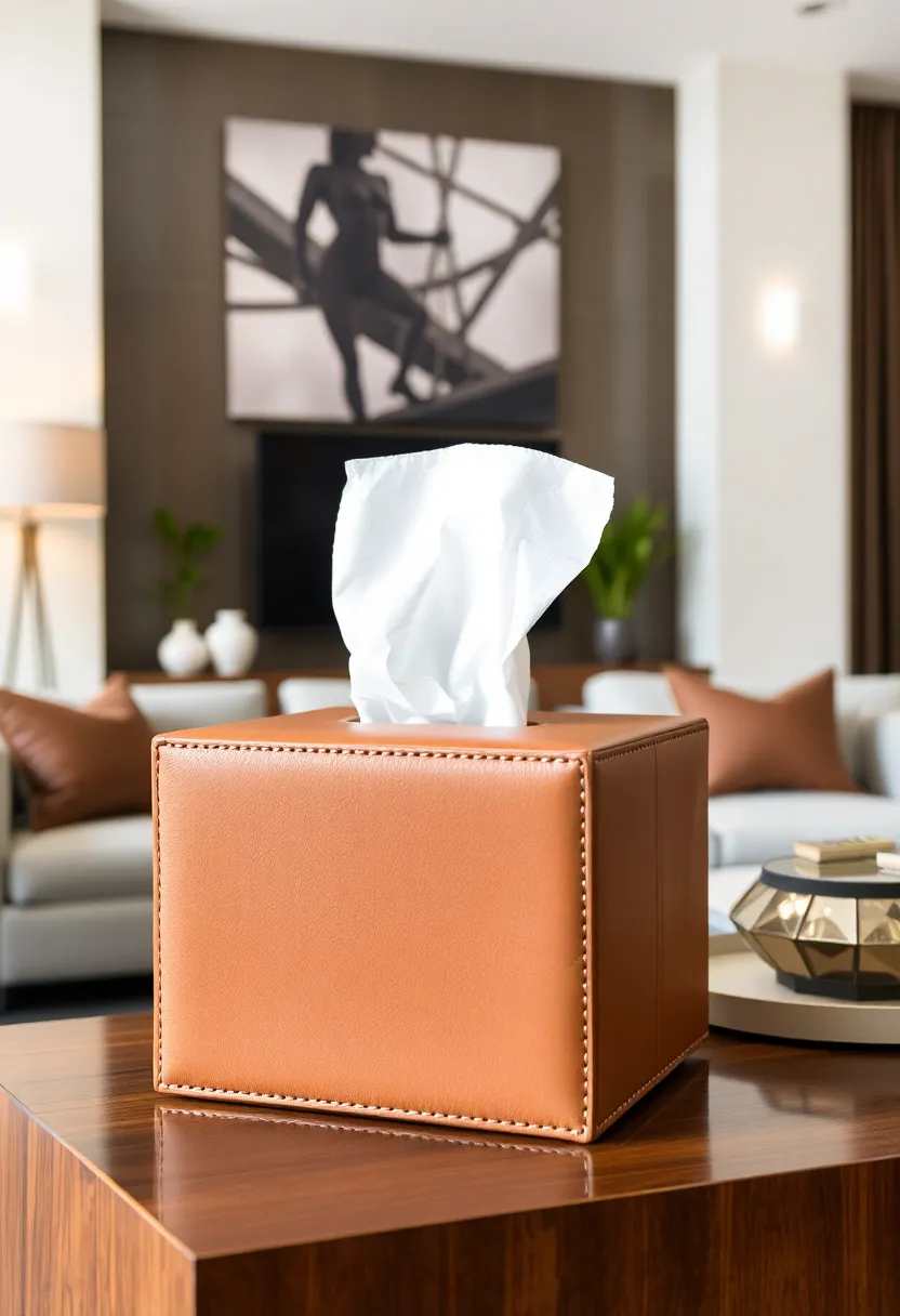 27 Tissue Box Ideas That Turn Everyday Items Into Cute Decor - 25. Faux Leather Tissue Box