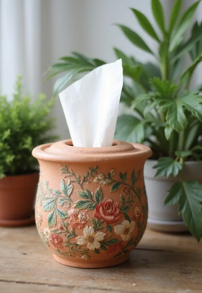 27 Tissue Box Ideas That Turn Everyday Items Into Cute Decor - 5. Clay Pot Tissue Dispenser