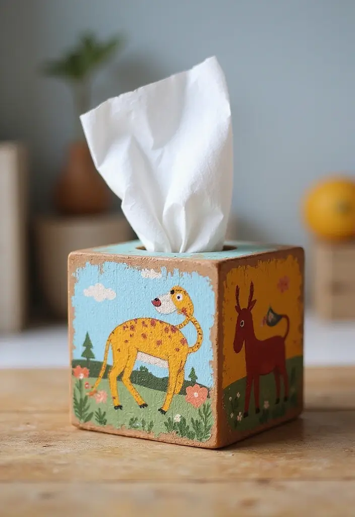 27 Tissue Box Ideas That Turn Everyday Items Into Cute Decor - 6. Painted Wooden Block Tissue Box