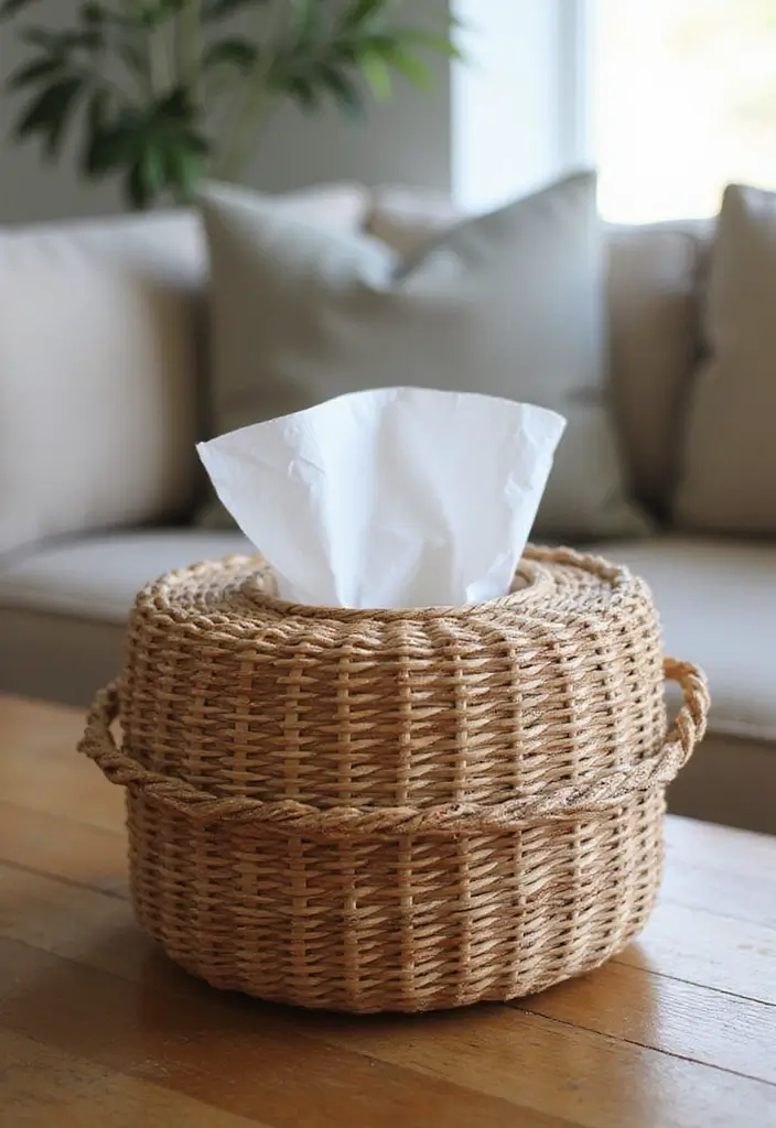 27 Tissue Box Ideas That Turn Everyday Items Into Cute Decor - 8. Woven Basket Tissue Holder