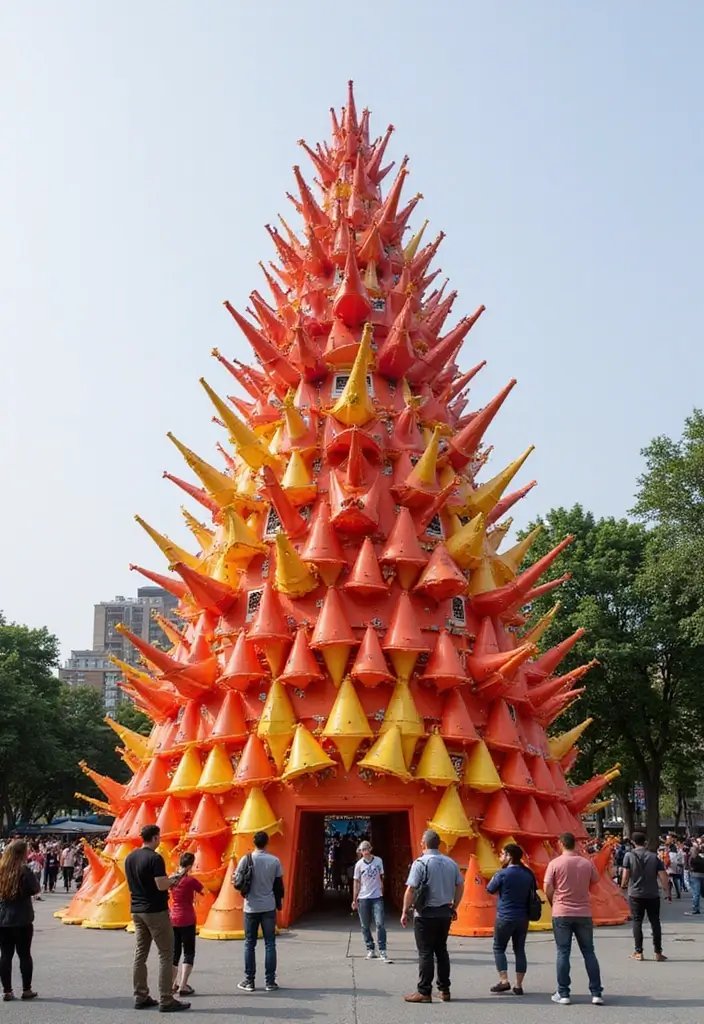 27 Traffic Cone Decoration Ideas That Make Events Fun and Eye-Catching - 14. Traffic Cone Infused Artwork