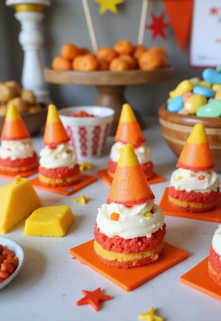 27 Traffic Cone Decoration Ideas That Make Events Fun and Eye-Catching - 21. Traffic Cone Themed Dessert Bar