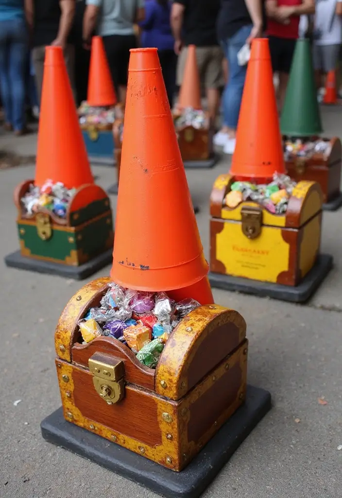 27 Traffic Cone Decoration Ideas That Make Events Fun and Eye-Catching - 25. Traffic Cone Treasure Chests