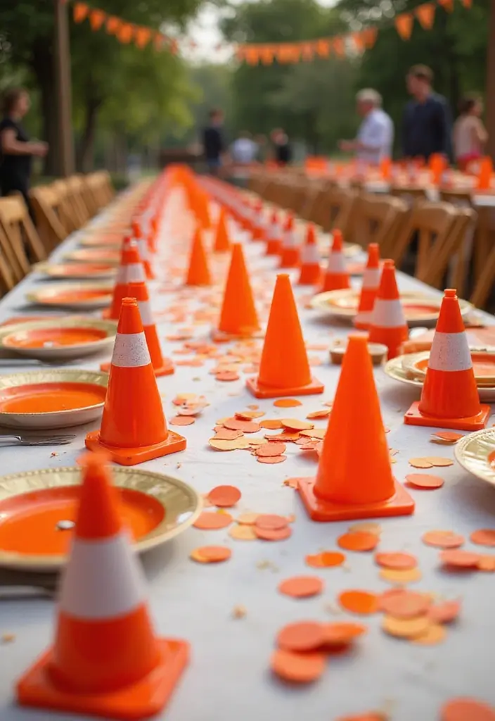 27 Traffic Cone Decoration Ideas That Make Events Fun and Eye-Catching - 27. Traffic Cone Themed Confetti