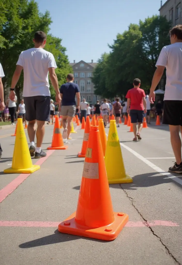27 Traffic Cone Decoration Ideas That Make Events Fun and Eye-Catching - 4. Game Zone Cones