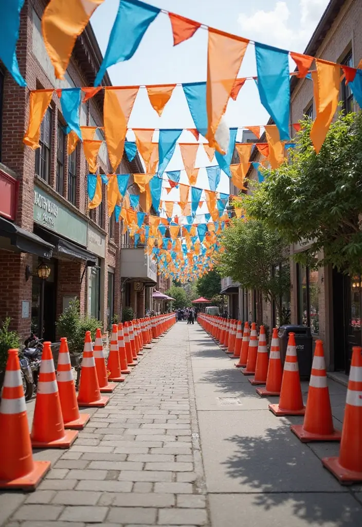 27 Traffic Cone Decoration Ideas That Make Events Fun and Eye-Catching - 7. Traffic Cone Banners