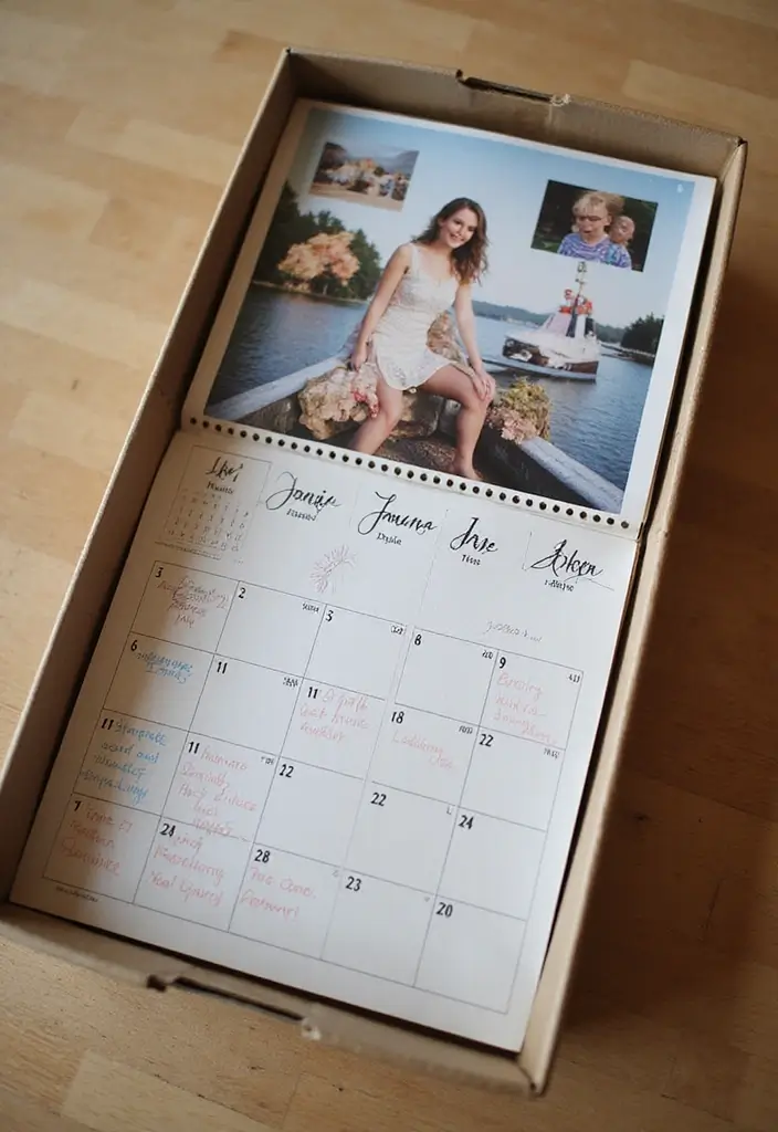 27 Valentine Shoe Box Ideas That Make Romantic Gifts Memorable - 17. Personalized Calendar