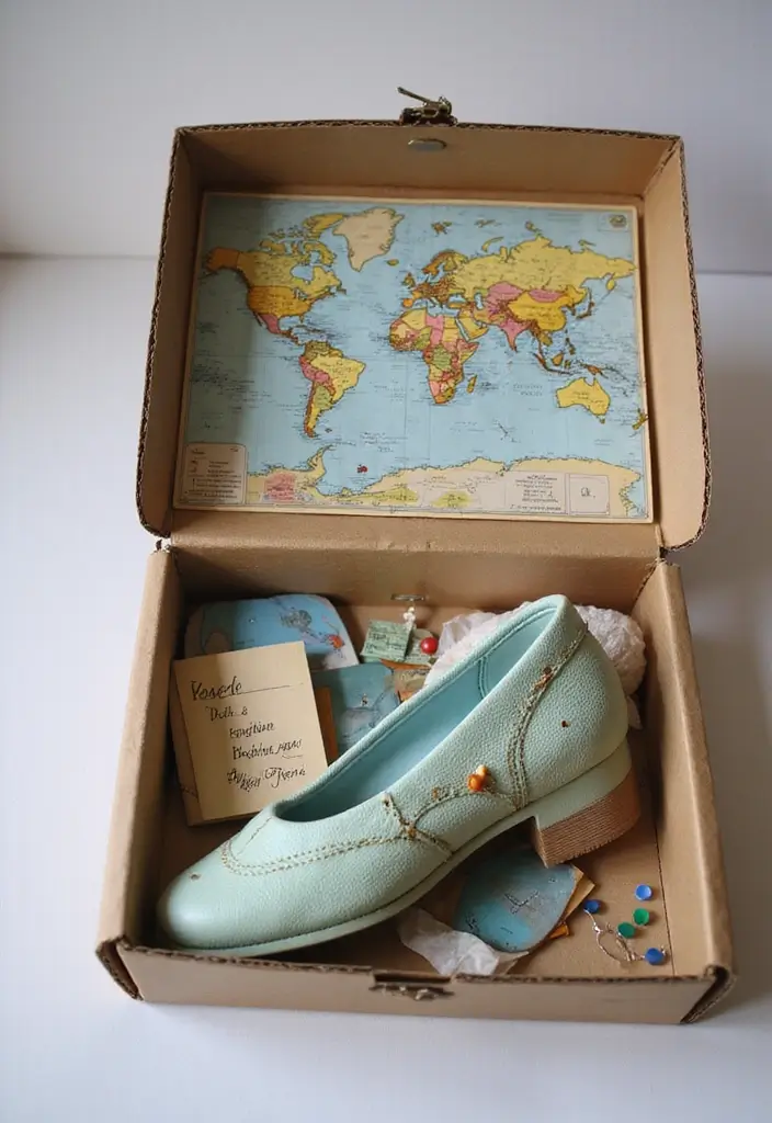 27 Valentine Shoe Box Ideas That Make Romantic Gifts Memorable - 22. Customized Travel Map Box