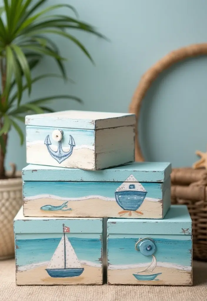 27 Wooden Box Painting Ideas That Make Storage Stylish and Creative - 10. Nautical Themed Design