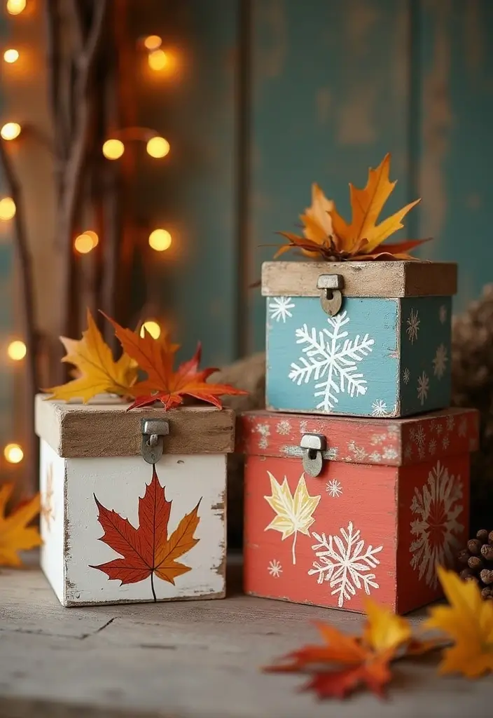 27 Wooden Box Painting Ideas That Make Storage Stylish and Creative - 14. Seasonal Themes