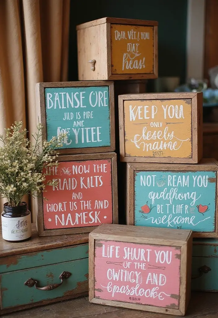 27 Wooden Box Painting Ideas That Make Storage Stylish and Creative - 15. Inspirational Quotes
