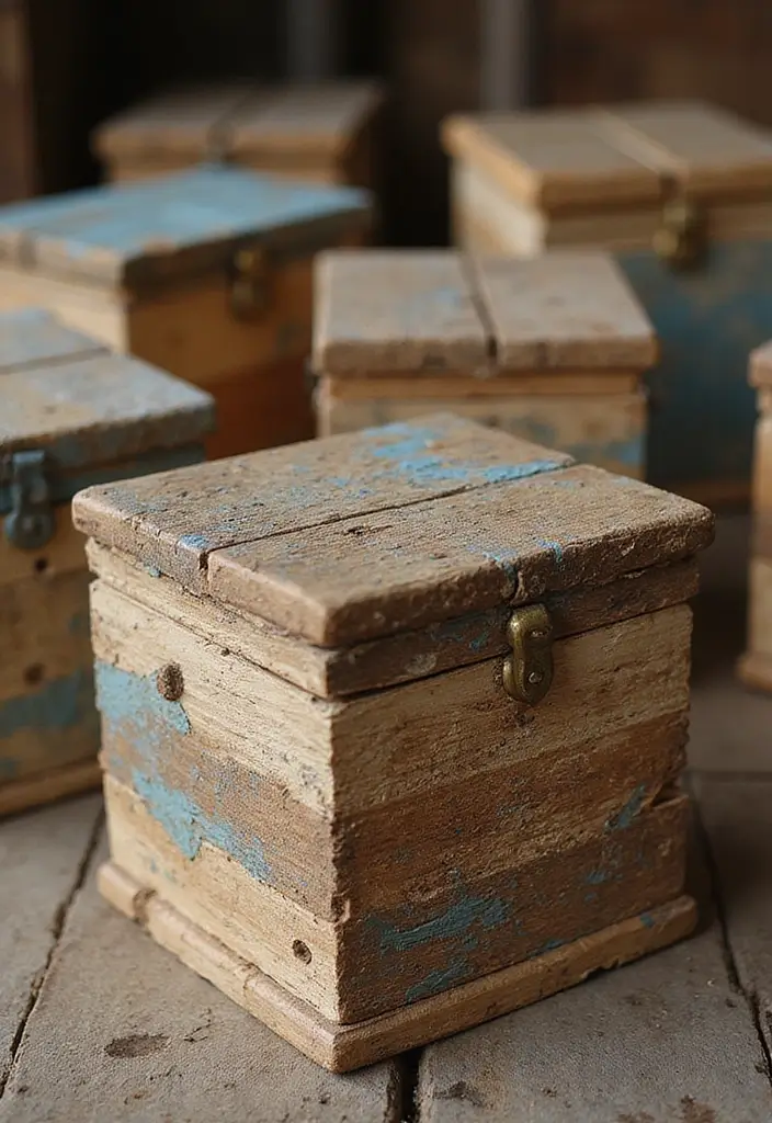 27 Wooden Box Painting Ideas That Make Storage Stylish and Creative - 17. Layered Textures