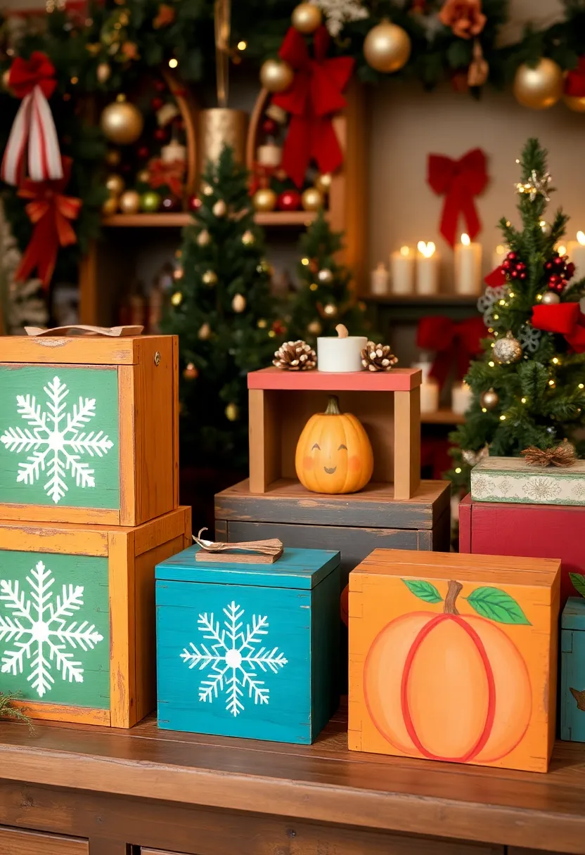 27 Wooden Box Painting Ideas That Make Storage Stylish and Creative - 20. Holiday Themed Boxes