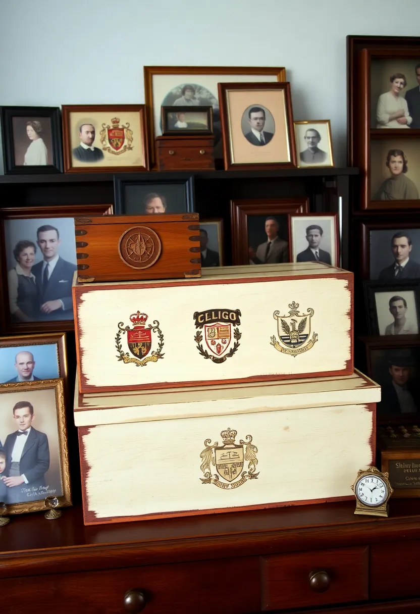 27 Wooden Box Painting Ideas That Make Storage Stylish and Creative - 27. Custom Family Crests