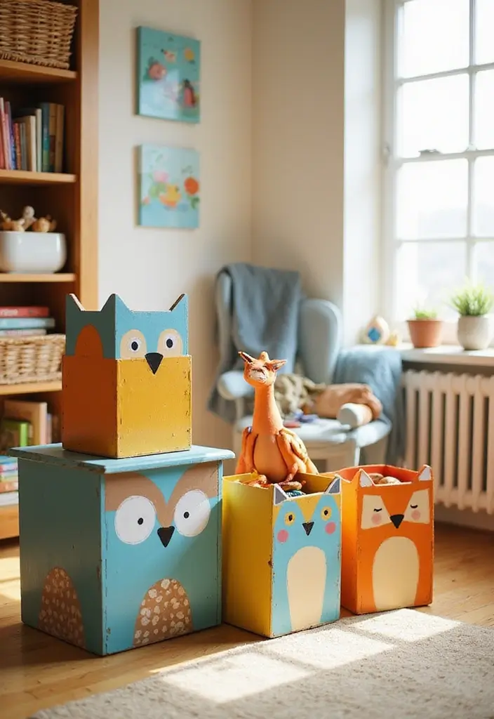 27 Wooden Box Painting Ideas That Make Storage Stylish and Creative - 4. Whimsical Animals