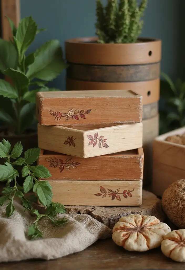 27 Wooden Box Painting Ideas That Make Storage Stylish and Creative - 7. Nature-Inspired Earth Tones
