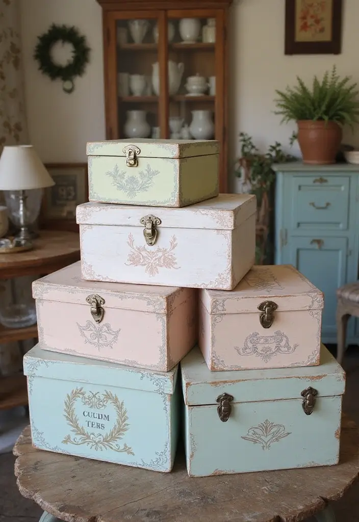 27 Wooden Box Painting Ideas That Make Storage Stylish and Creative - 8. Upcycled Vintage Chic