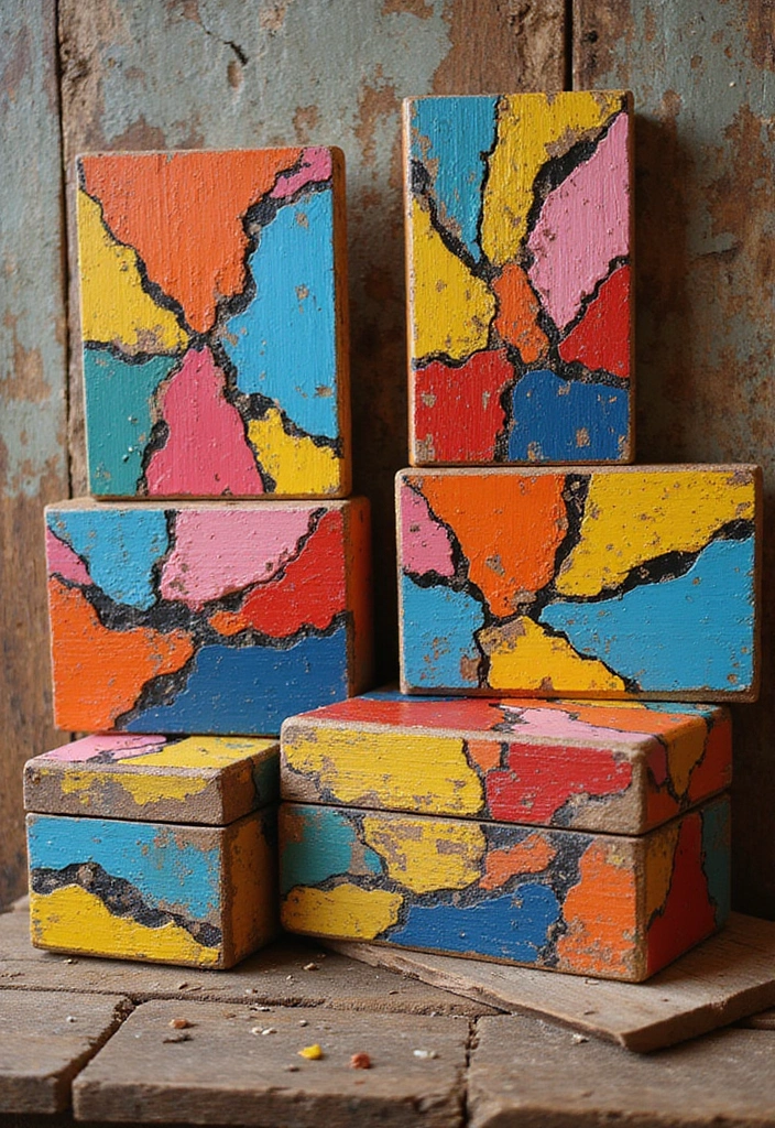 27 Wooden Box Painting Ideas That Make Storage Stylish and Creative - 9. Abstract Art Boxes