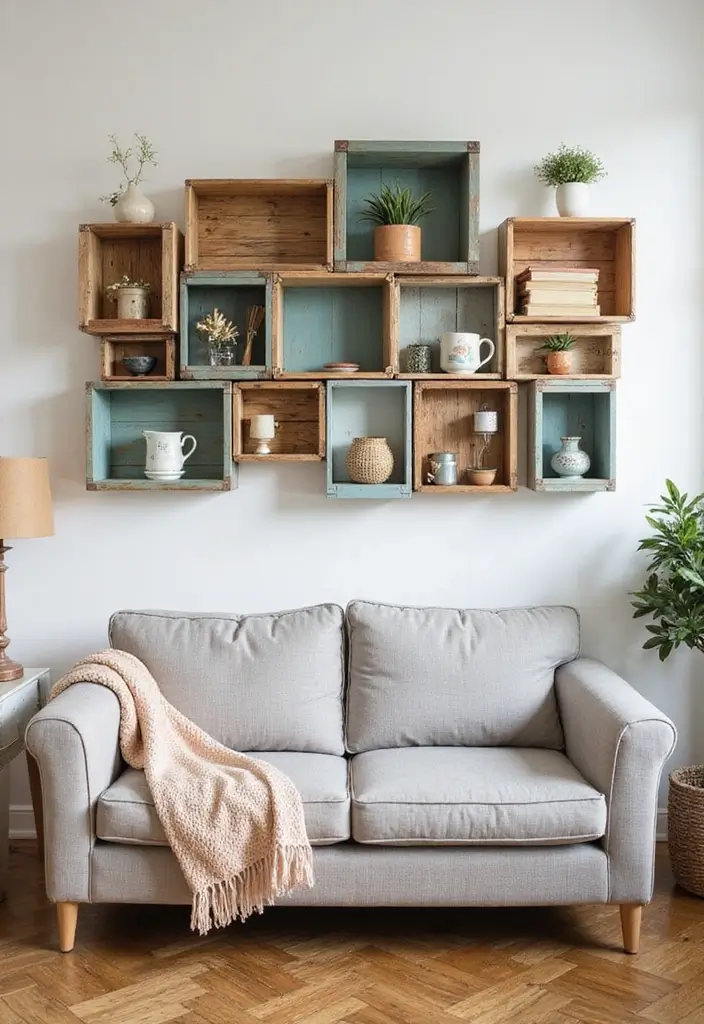 27 Wooden Crate Painting Ideas That Make Storage Functional and Pretty - 15. Decorative Crate Wall Art