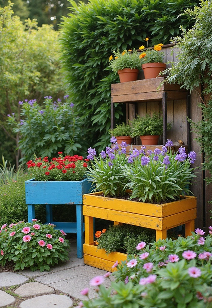 27 Wooden Crate Painting Ideas That Make Storage Functional and Pretty - 17. Decorative Garden Crates