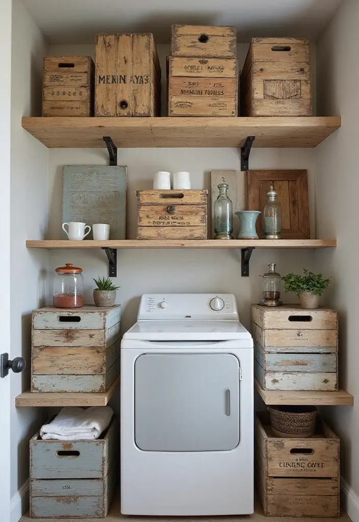 27 Wooden Crate Painting Ideas That Make Storage Functional and Pretty - 2. Vintage Wash Crate Organizer