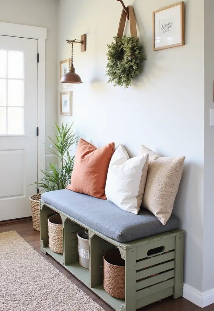 27 Wooden Crate Painting Ideas That Make Storage Functional and Pretty - 24. Multi-Purpose Crate Bench