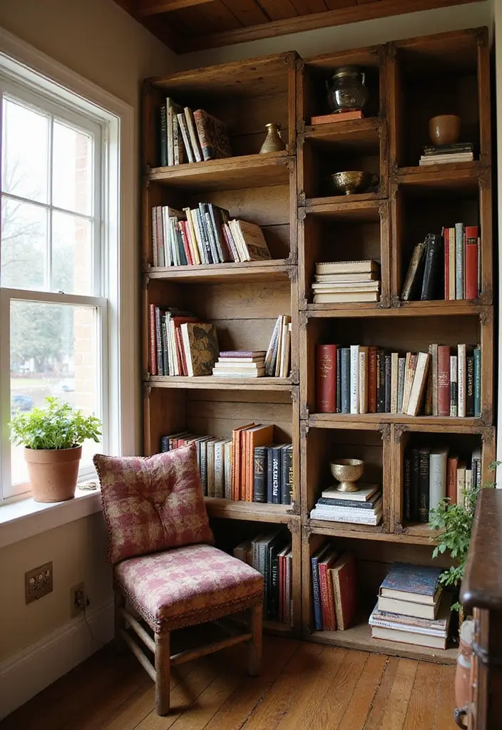 27 Wooden Crate Painting Ideas That Make Storage Functional and Pretty - 3. Chic Bookshelf Crate