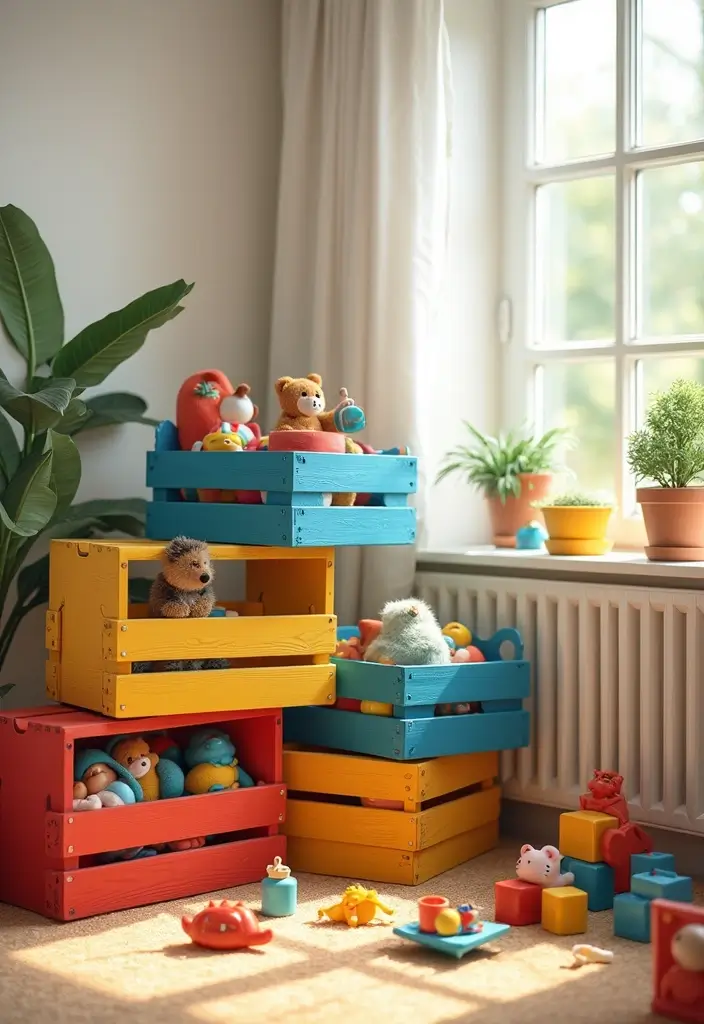 27 Wooden Crate Painting Ideas That Make Storage Functional and Pretty - 4. Playful Toy Storage