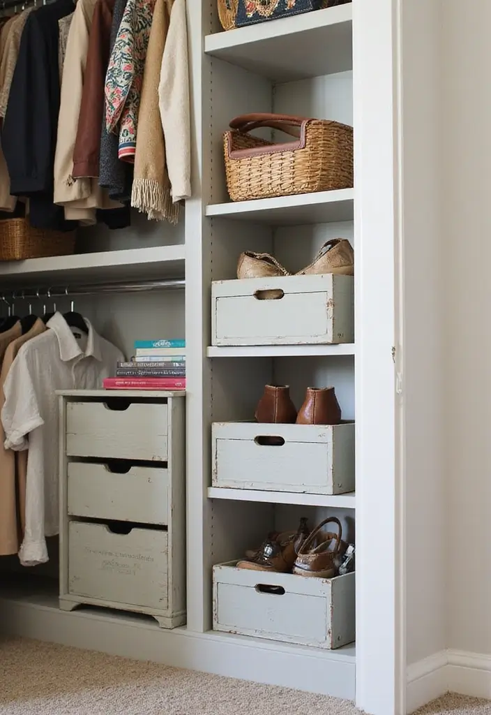 27 Wooden Crate Painting Ideas That Make Storage Functional and Pretty - 5. Stylish Closet Storage
