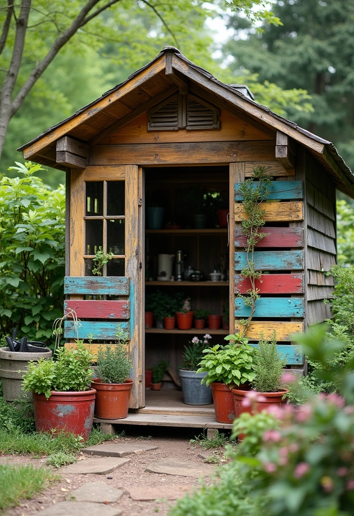 27 Wooden Crate Painting Ideas That Make Storage Functional and Pretty - 7. Garden Shed Decor