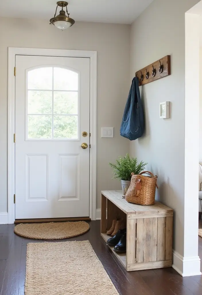 27 Wooden Crate Painting Ideas That Make Storage Functional and Pretty - 8. Entryway Welcome Crate