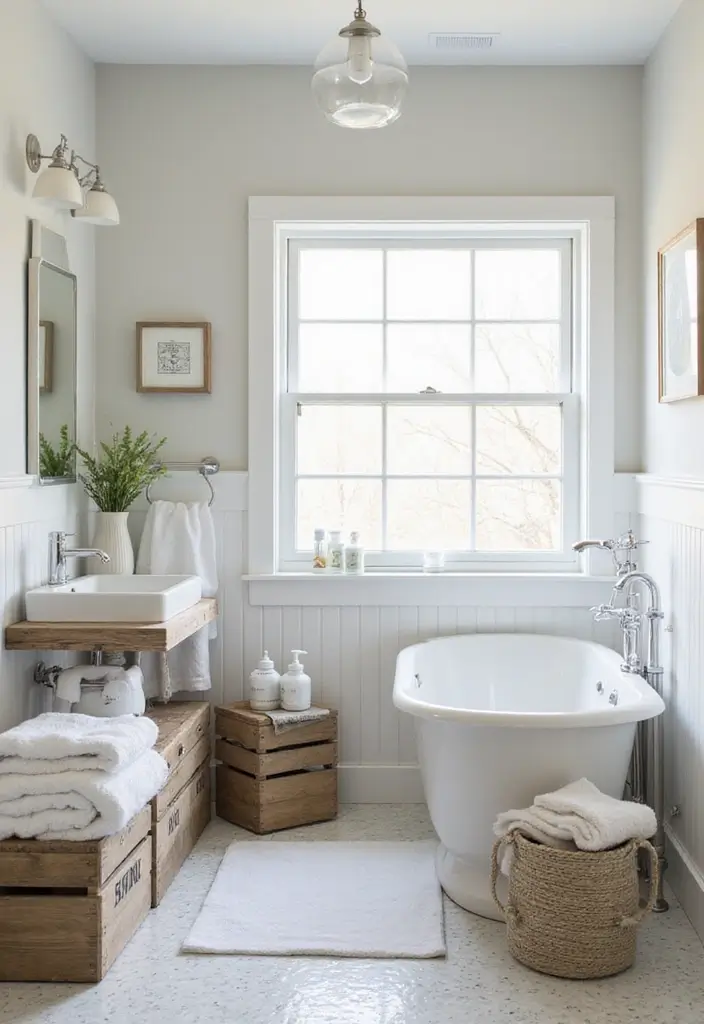 27 Wooden Crate Painting Ideas That Make Storage Functional and Pretty - 9. Bathroom Storage Crates