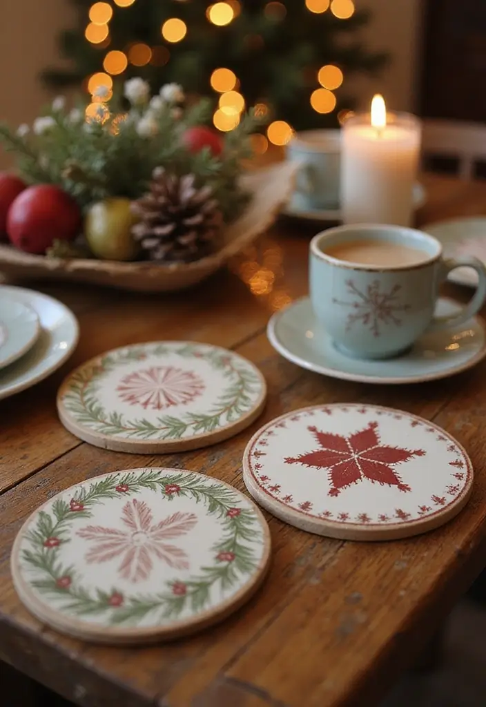 27 Xmas Craft Ideas That Make Your Holidays Extra Special 65 27 Xmas Craft Ideas That Make Your Holidays Extra Special - 13. Holiday Themed Coasters