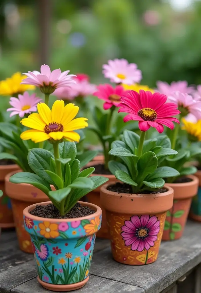 28 Birthday Craft Ideas That Make Presents Extra Special - 9. Hand-Painted Flower Pots