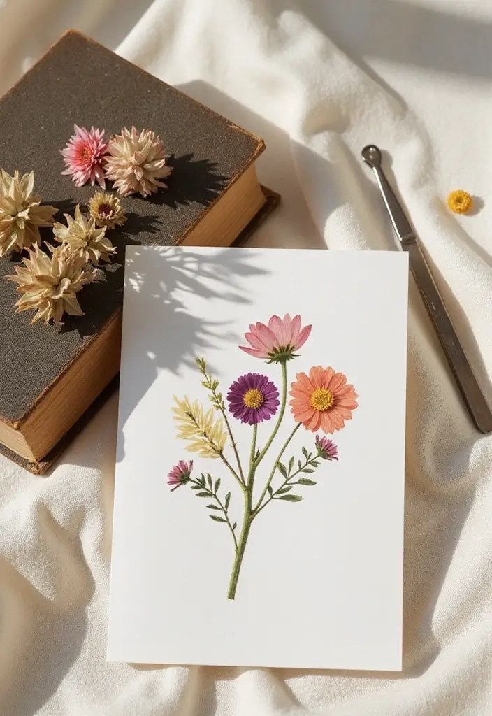 28 Card Craft Ideas That Make Handmade Greeting Cards Special - 2. Nature-Inspired Cards with Dried Flowers