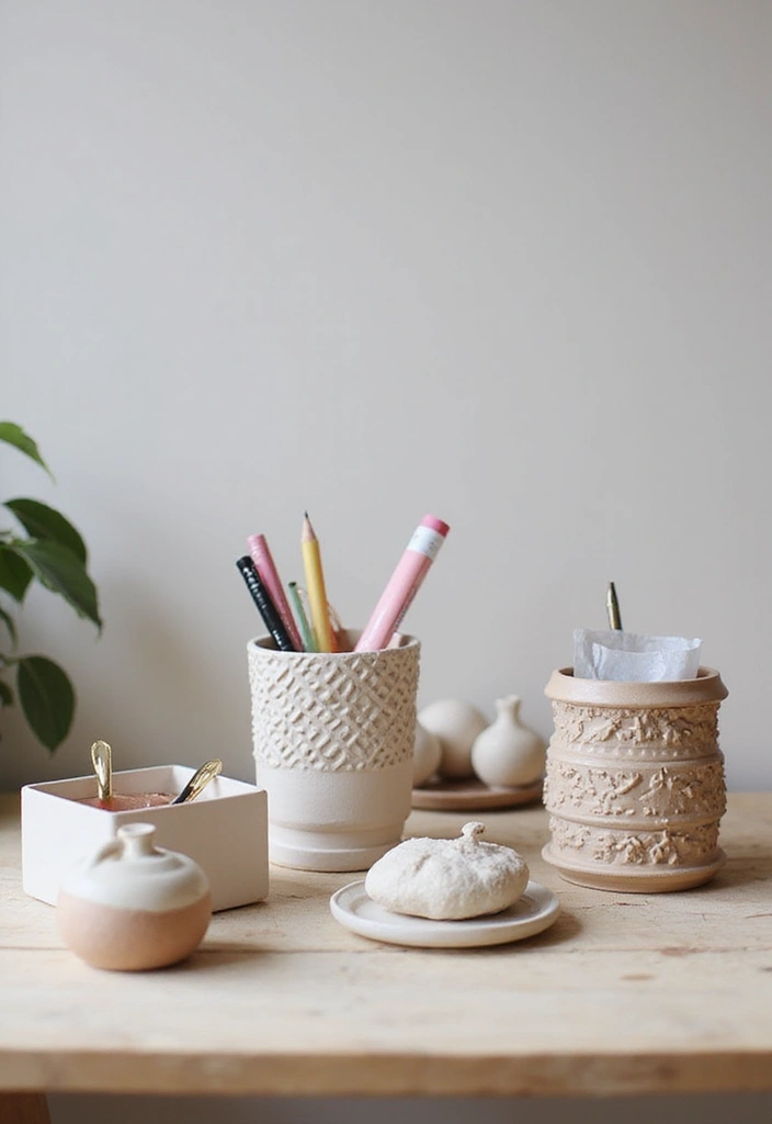 28 Clay Craft Ideas Aesthetic That Make Handmade Art Stylish - 20. Clay Desk Organizers