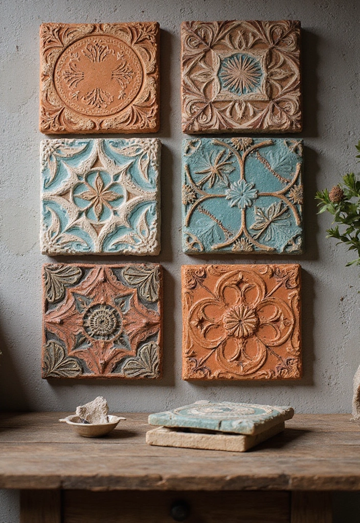 28 Clay Craft Ideas Aesthetic That Make Handmade Art Stylish - 6. Textured Clay Tiles